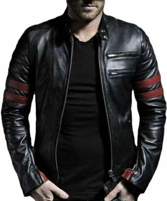 Stylish PU Leather Long Sleeve Jacket for Men (Black, M) (A-45)