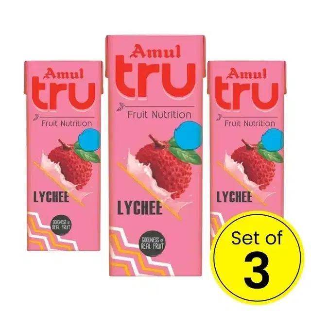 Amul True Lychee Juice 3X150 ml (Set of 3)