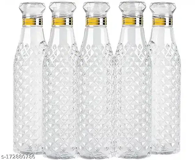 Water Bottle Set, White, 1000 ml, Pack of 5