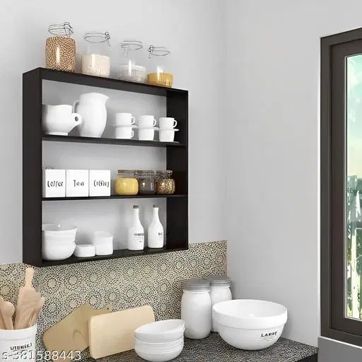 Wooden Triple Layer Wall Shelves For Home, Brown