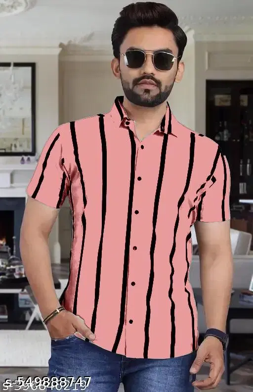 Printed Shirt for Men (Pink, S)
