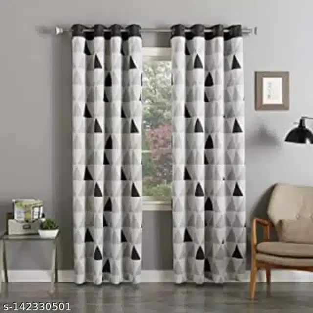 Polyester Window Curtain, Multicolor, 5 Feet, Pack of 2