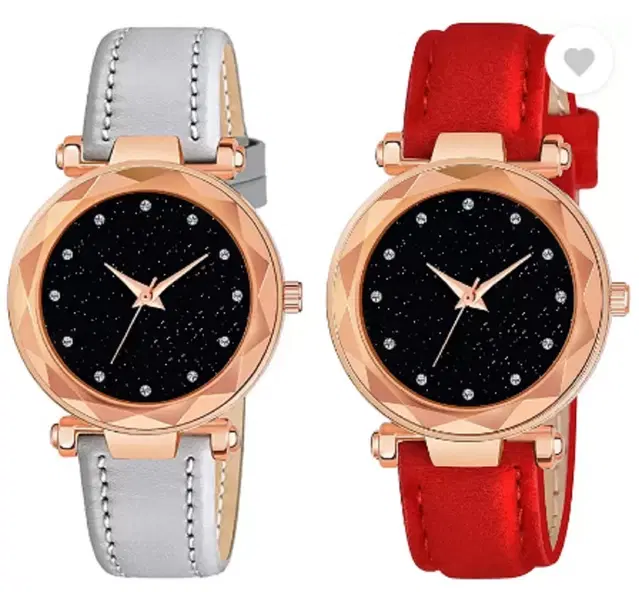 Analog Watch for Women & Girls, Pack of 2 (Multicolor)