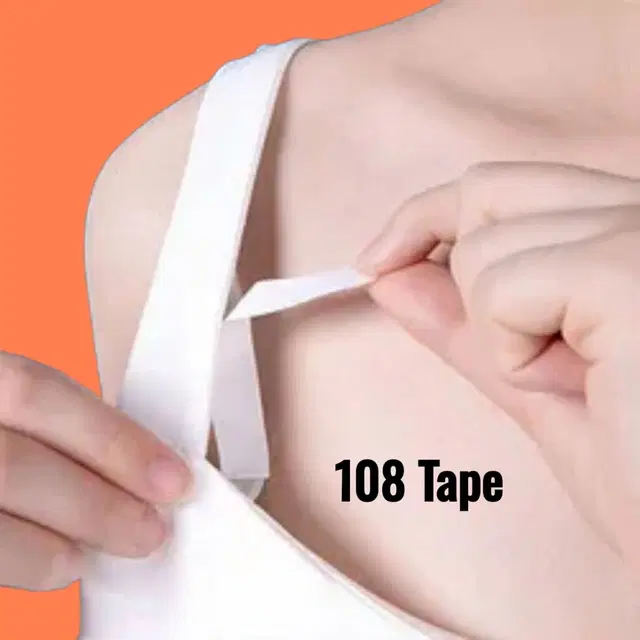 Acrylic Film Clothing 108 Double Sided Tape Strips, Transparent, Set of 1