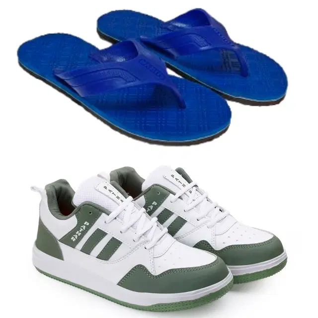 Combo of Flipflops with Sports Shoes for Men, Set of 2 (Multicolor, 9)