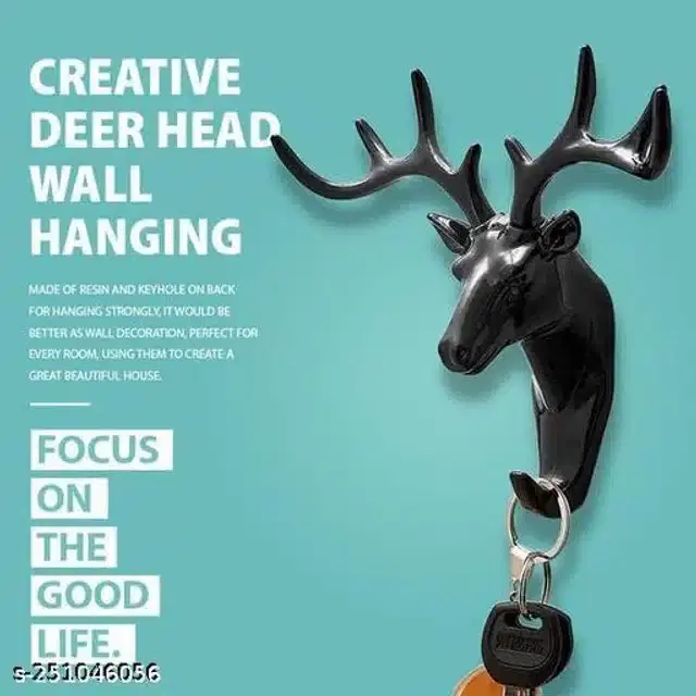 Deer Head Key Holder, Black
