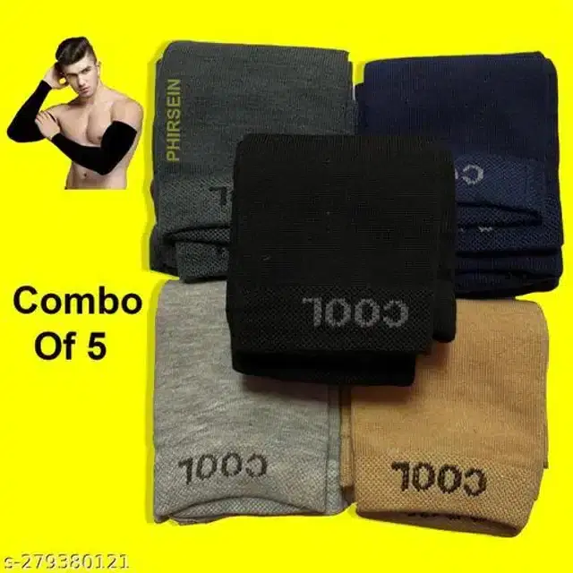 Arm Sleeves for Men & Women, Set of 5 (Multicolor)