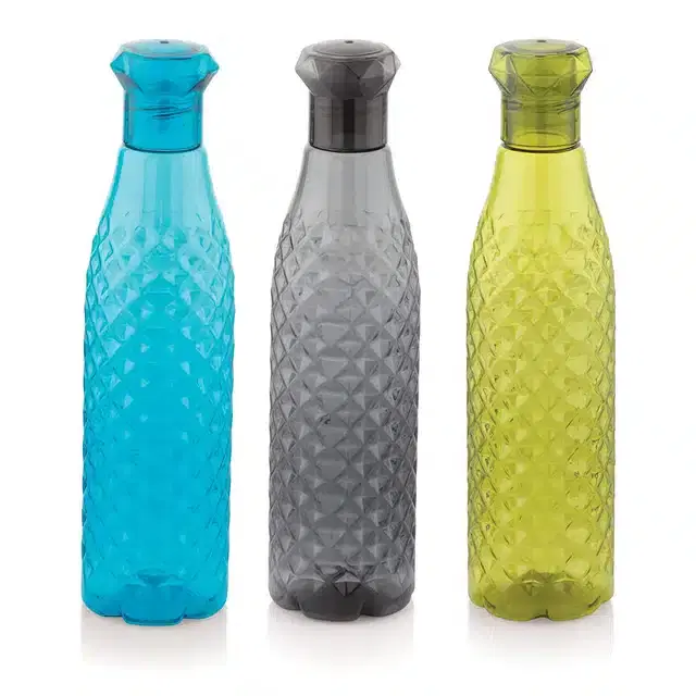 Plastic Water Bottle, Multicolor, 1000 ml, Pack of 3