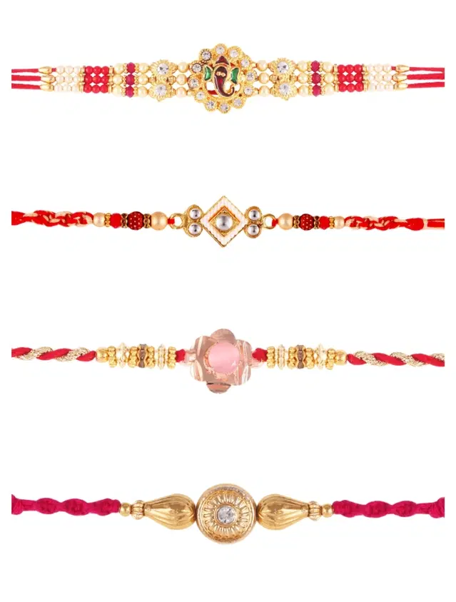Designer Rakhi for Rakshabandhan, Multicolor, Pack of 4