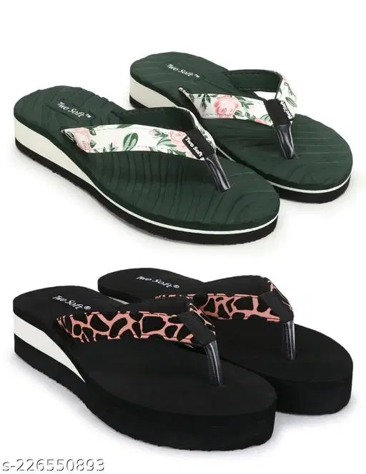 EVA Flip-flops for Women (Black, 4) Pack of 2