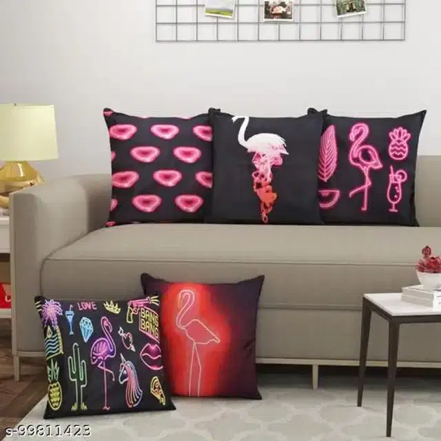 Cushion Cover for Home, Multicolor, 16x16 inches, Pack of 5