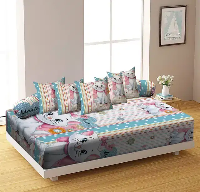 Microfiber Diwan Cover Set, Multicolor, Pack of 8