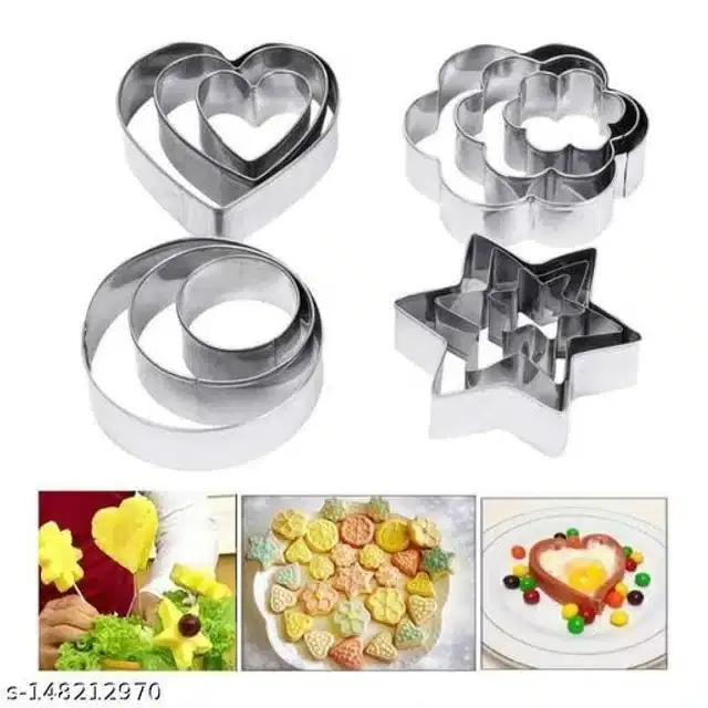 Cookie Cutter Set, Silver, Pack of 12