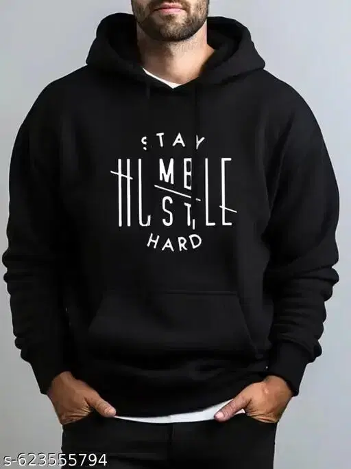 Fleece Hoodie for Men (Black, M)