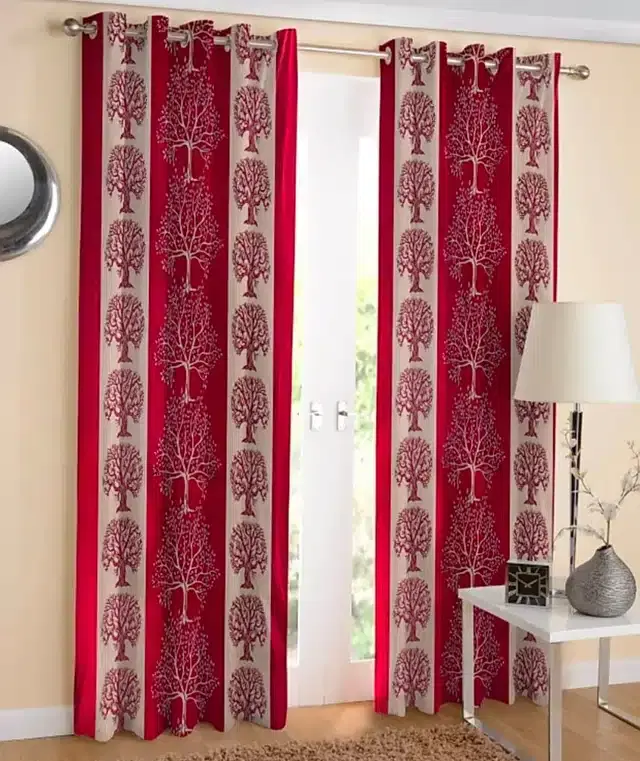 Window Curtains, Pack of 2, Maroon, 5 feet