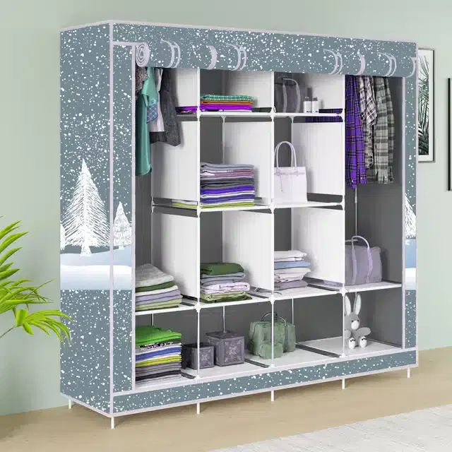 Carbon Steel 3 Door 12 Shelf Printed, Grey
