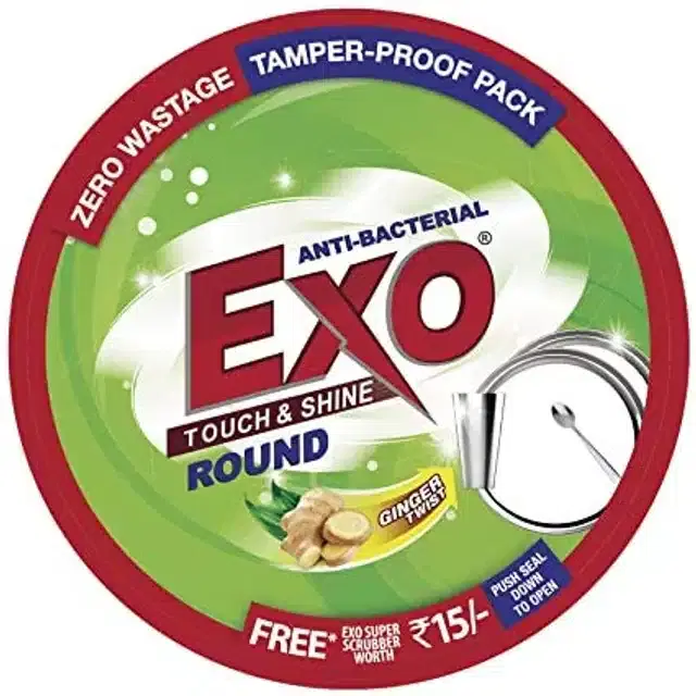 Exo Round Dishwash Bar 250 g + (Free Scrubber Inside Box)