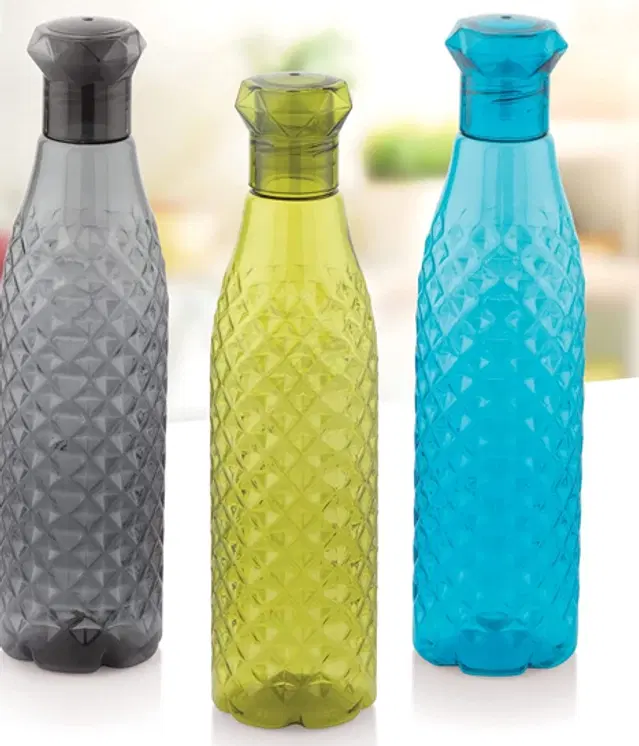 Plastic Water Bottle, Multicolor, 1000 ml, Pack of 3