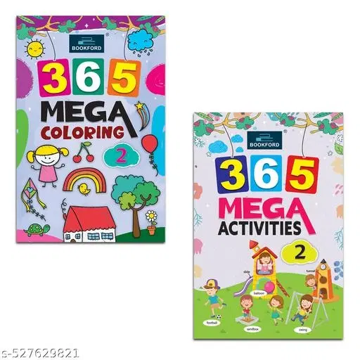 365 Mega Coloring 2 & 365 Mega Activity 2 Books For Kids Set Of 2 for kids