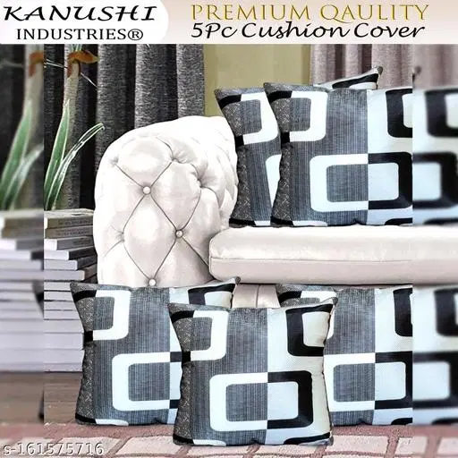 KANUSHI Industries® Decorative Cushion Covers Set Of- 5 (16x16 Inches)(CC-Y-5PC.)