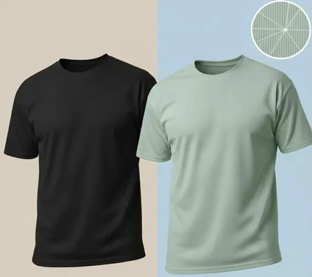 Polyester Round Neck T-shirt for Men, Multicolour, Pack of 2 (L)