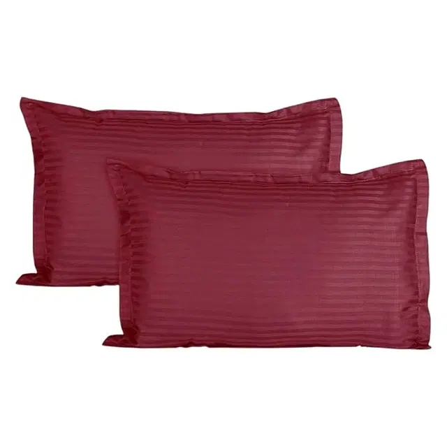 Satin Stripe Pillow Cover,, Set Of 2, Deep Wine, 17 X 27 Inch