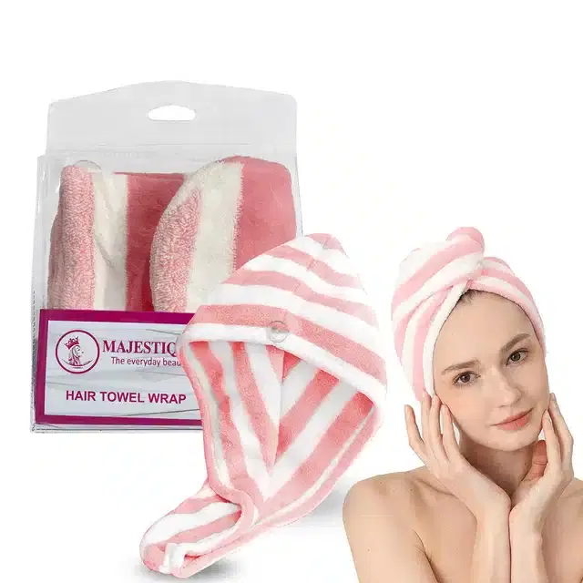 Majestique Microfiber Hair Towel Wrap for Women & Men For Quick Hair Dry, Pack of 1, Assorted, BB-31