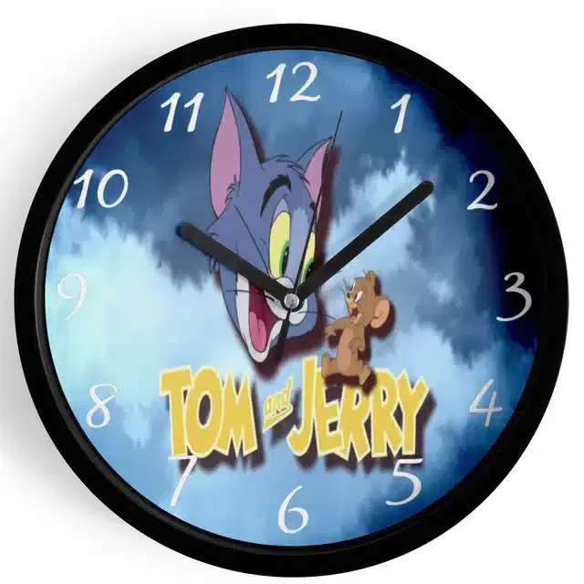 Analog Tom & Jerry Wall Clock for Home, Black, 7 Inches