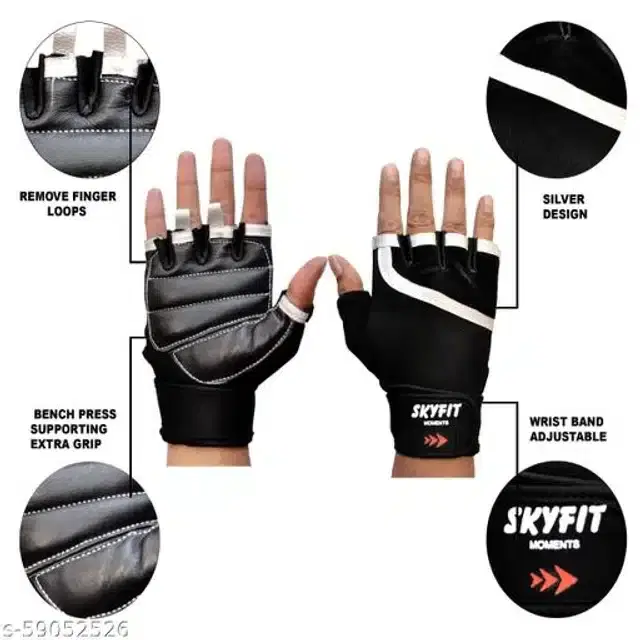 Nylon Sports Gloves, Set of 1 (White & Black)