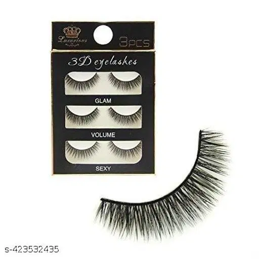3 Pairs Black Handmade Natural 3D Thick Long False Eyelashes