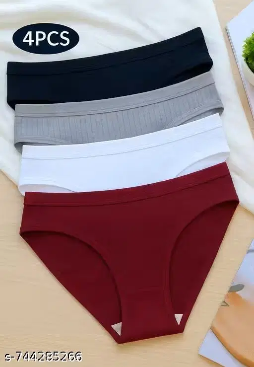 Nylon Briefs for Women, Multicolour, Pack of 4 (M)