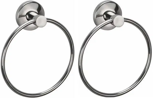 Stainless Steel Multipurpose Towel Ring with Wall Flange, Silver, Set of 2