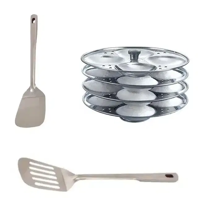 Stainless Steel Palta, Egg Palta & Idli Making Stand 4 Plates, Combo of 3