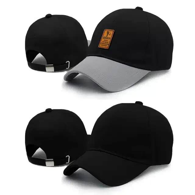 Cotton Cap for Men, Pack of 2 (Black)