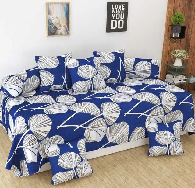 Homefab Microfiber Diwan Set, Dark Blue, 60X88 In, HF-132