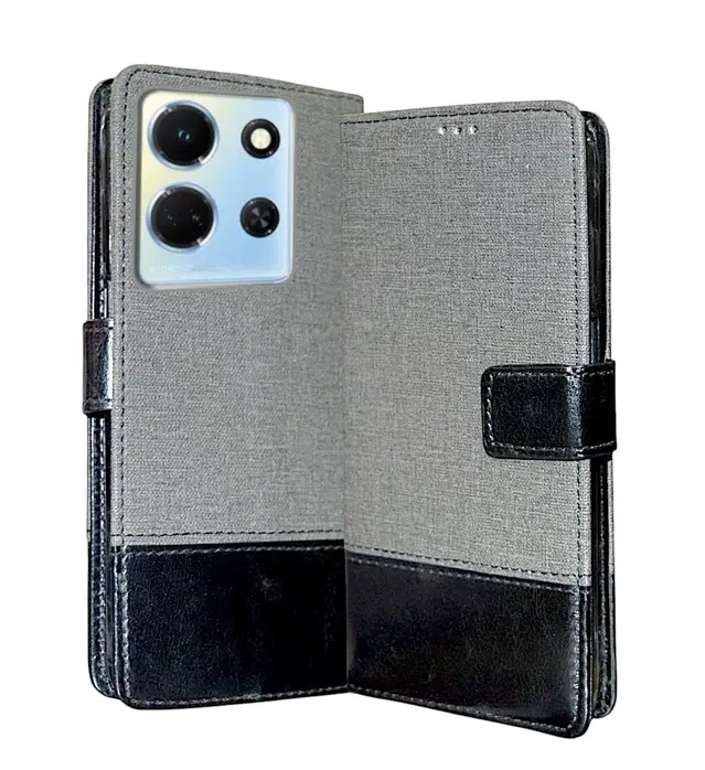 Artificial Leather Mobile Flip Cover for Infinix X6711 / Note 30 5G, Grey