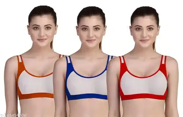 Hosiery Padded Bra for Women, Pack of 3 (Multicolor, XXL)