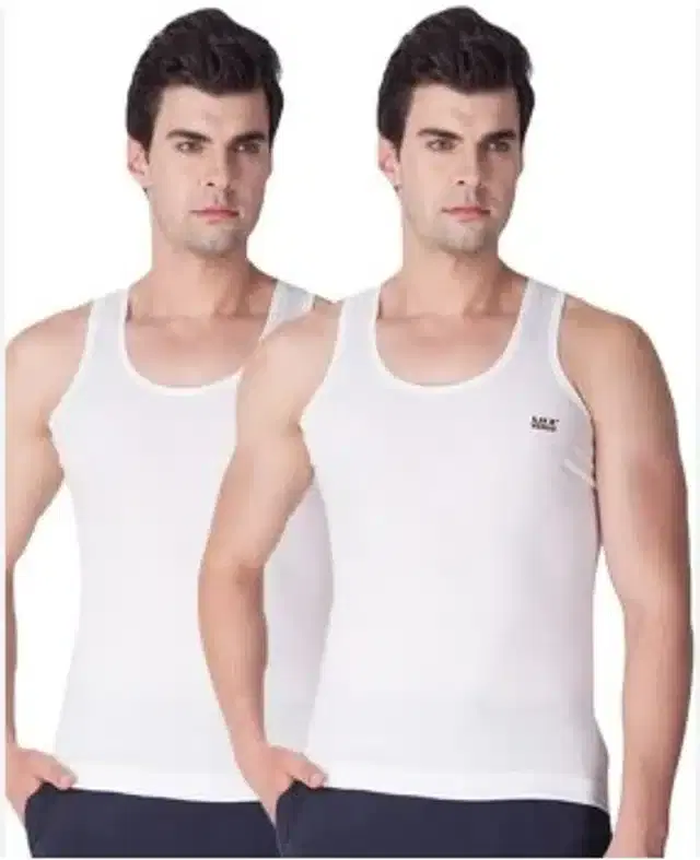Cotton Blend Vest for Men, Pack of 2 (White, 80)