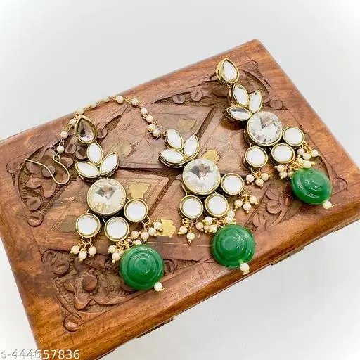 Alloy Kundan Earring for Women & Girls, Green