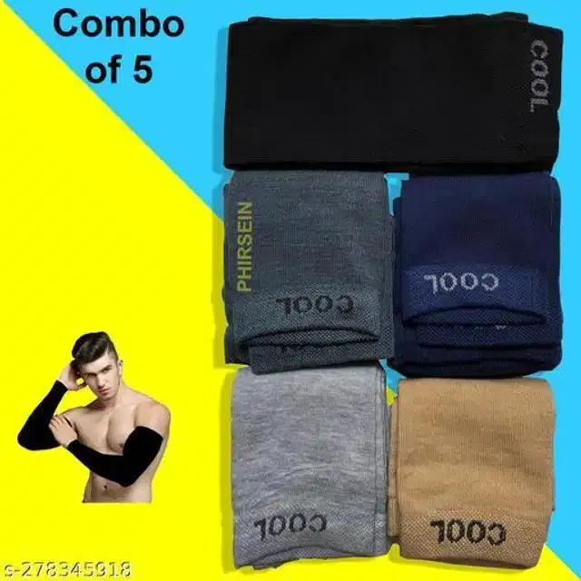 Arm Sleeves for Men & Women, Set of 5 (Multicolor)