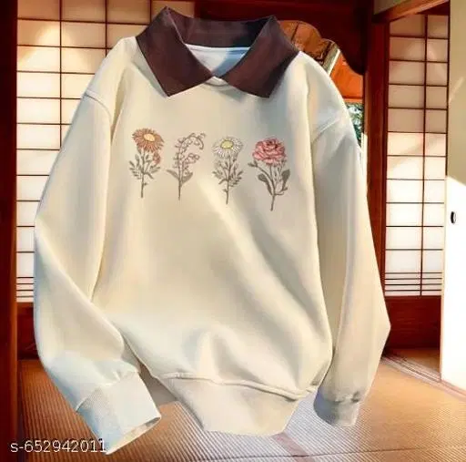 Fleece Sweatshirt for Women, Beige (S)