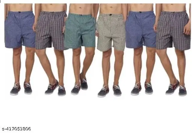 Cotton Shorts for Men, Pack of 6 (Multicolor, M)