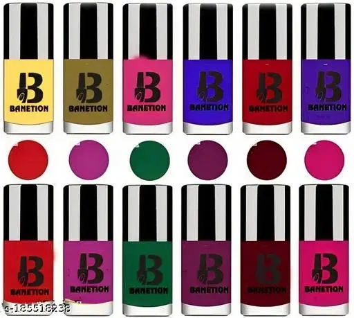 Banetion Matte Nail Polish, Multicolor, Pack of 12