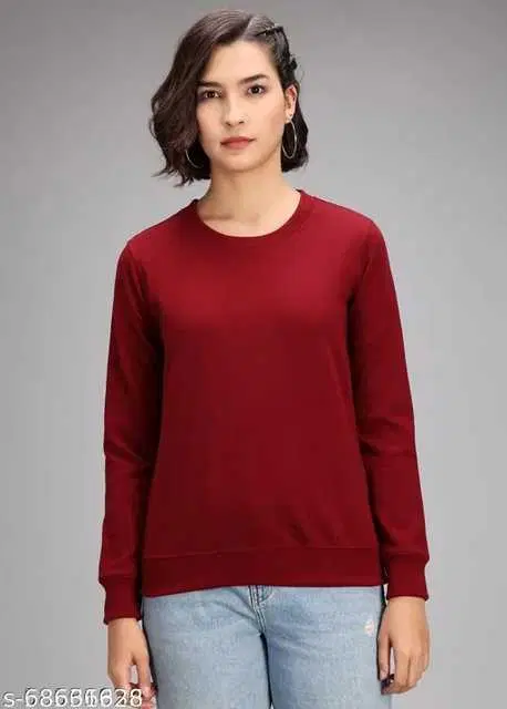 Full Sleeves Sweatshirt for Women (Maroon, M) (NGSP-10)