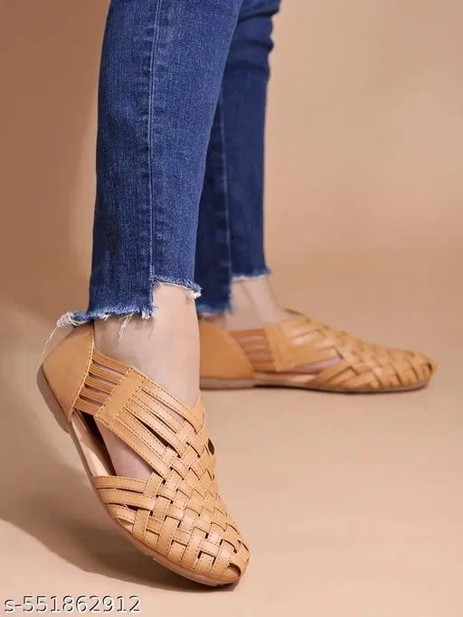 Solid Synthetic Ballerinas (Brown, 11 to 12 Years)