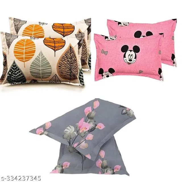 Cotton Pillow Covers, Multicolor, 17x27 inches, Pack of 6