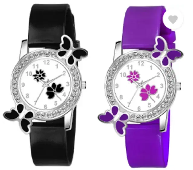 Analog Watch for Women & Girls, Pack of 2 (Multicolor)