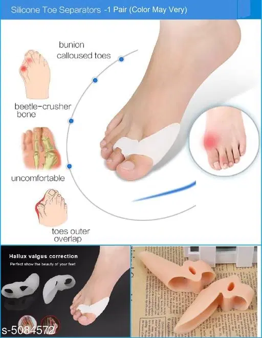 Anti Crack Toe Protector Soft Gel Sleeves for Pain Relief, Multicolor, Set of 1