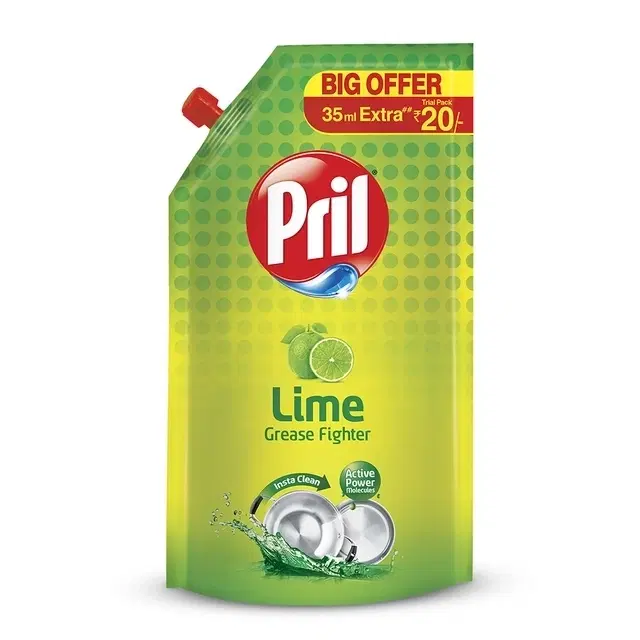 Pril Lime Dishwash Liquid Gel 130 ml (Refill)
