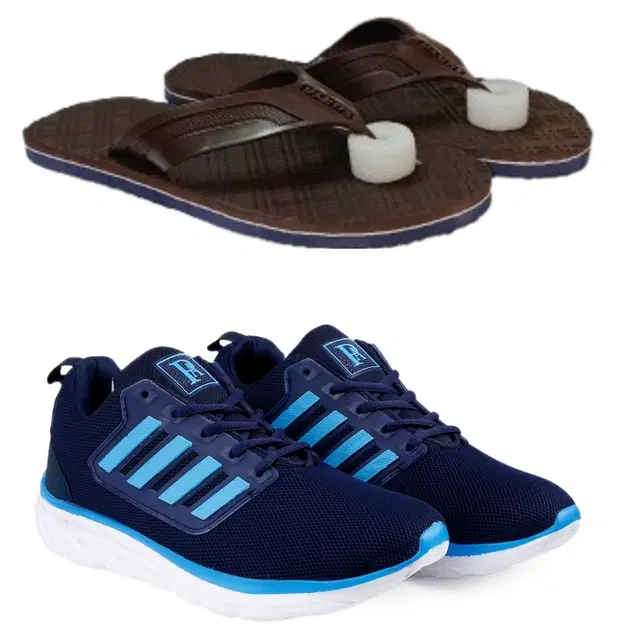 Combo of Flipflops with Sports Shoes for Men, Set of 2 (Multicolor, 7)